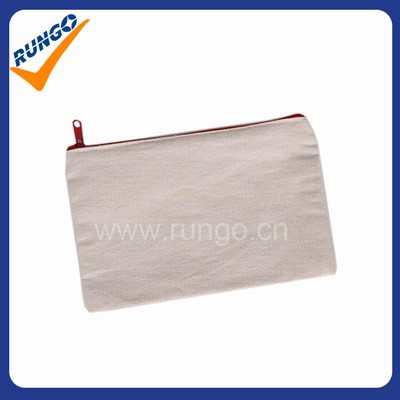 Promotional cotton cosmetic bag with zipper closure 